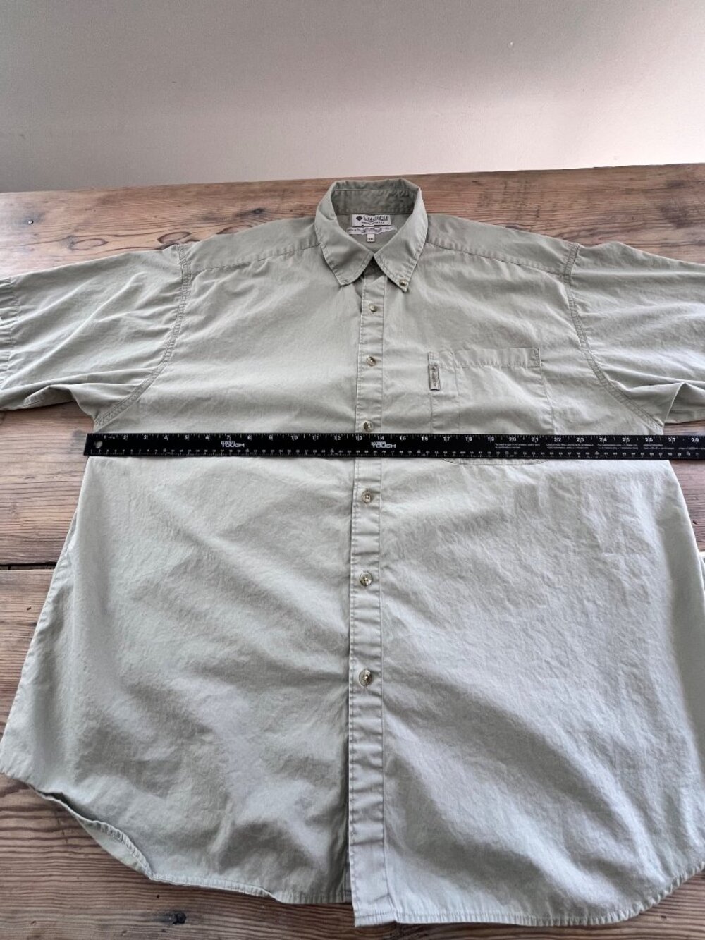 Columbia Button Down Shirt Mens XXL Green Pocket 100% Cotton Short Sleeve - Picture 4 of 5